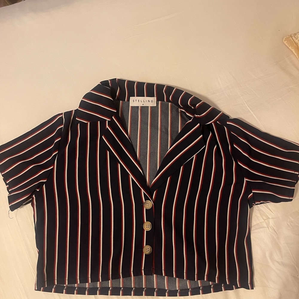 Stellino cropped striped button down shirt
